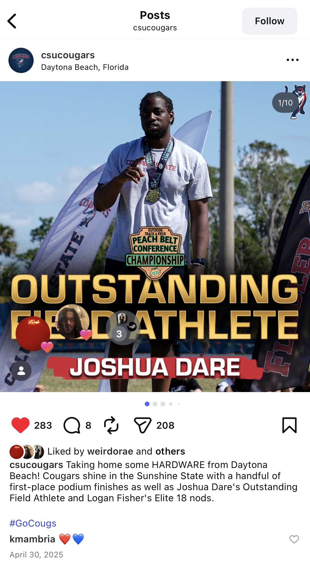 Outstanding Field Athlete Award