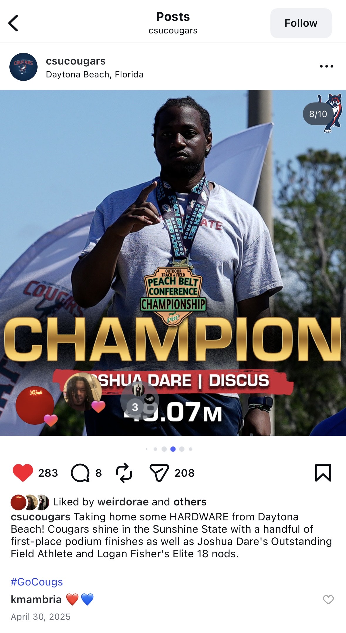 Peach Belt Conference Champion